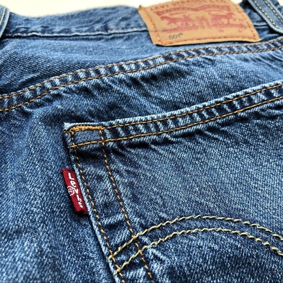 Levi's 501 High Rise Jeans Distressed Button Fly Medium Denim - Picture 8 of 14